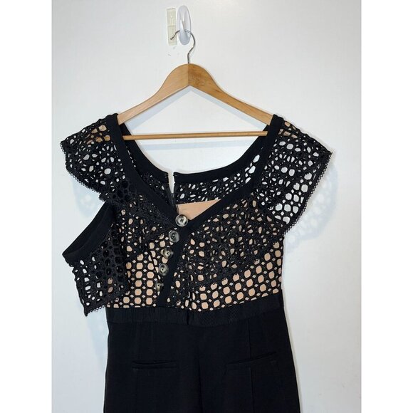 Self-Portrait Lace Frill Jumpsuit Black Size 10 Womens ($575) - Picture 4 of 11